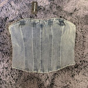 PrettyLittleThing Light Blue Denim Corset Top